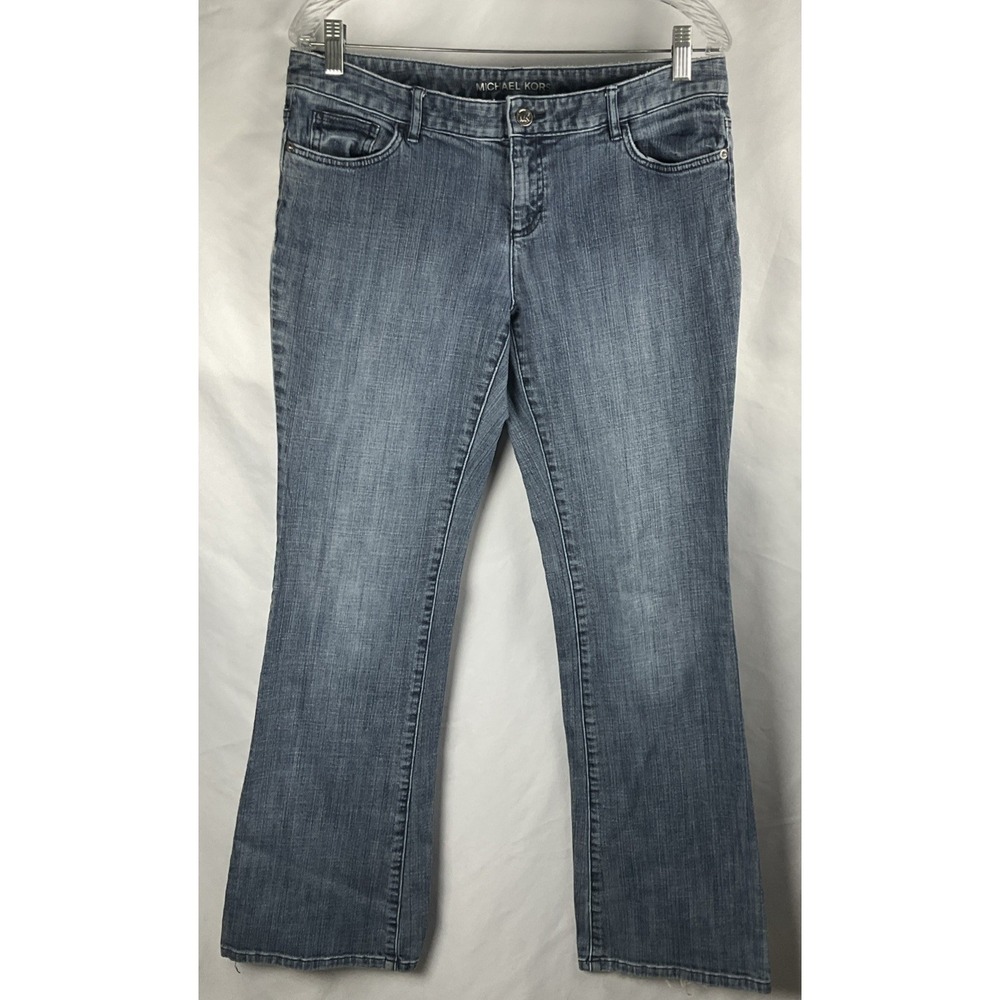 Michael Kors Women's Size 10  Bootcut  Jeans‎   5 Pocket  Faux Leather Detail